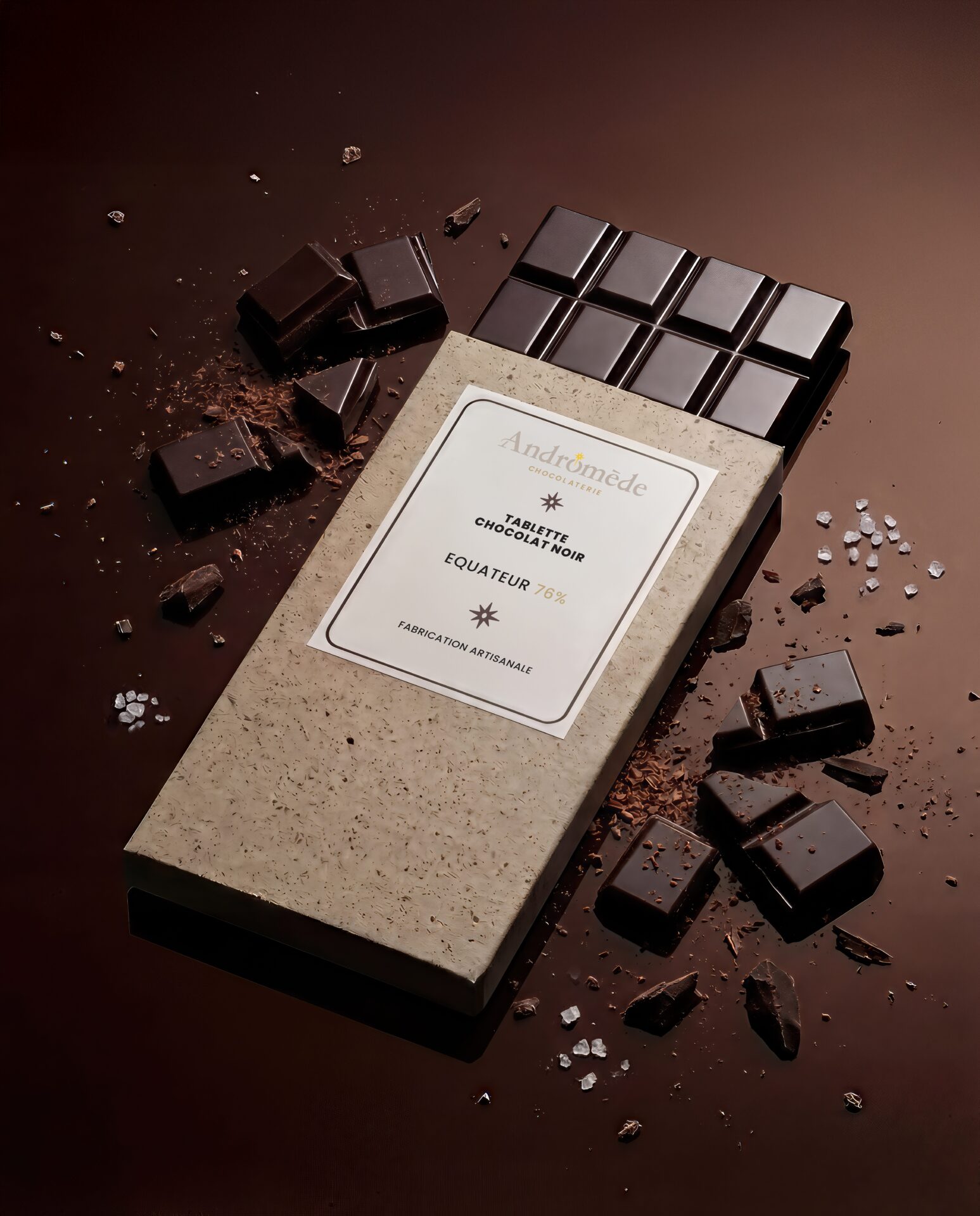 Tablette Noir Équateur 76% & Fleur de Sel